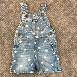 Oshkosh star printed denim short overalls 2T